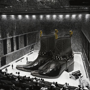 Bottes de cowboy occidentales NA741 pour hommes, en cuir véritable, à enfiler, avec embout en acier, noires, pour soirée, équitation ou moto - Product Image 2