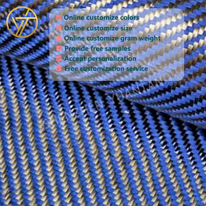 Azul Tecido kevlars carbono híbrido sarga tejido Kevlars Aramid 3K tela de <span class=keywords><strong>fibra</strong></span> de carbono para carcasa de teléfono móvil - Product Image 2