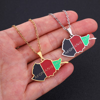 Collier afghan Kuchis en argent avec pendentif drapeau national, unisexe, bijoux en acier inoxydable, bijoux pour femmes