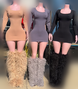 Viviblook Z1110DS Autumn Winter Women's <b>Dresses</b> Sexy Body Shaper Slimming Seamless Ribbed <b>Dress</b> <b>Shapewear</b> <b>Under</b> Bodycon <b>Dresses</b> - Product Image 1