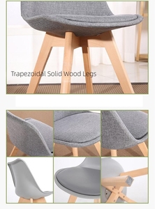 Chaises de salle à manger scandinaves avec coussin supérieur convertible, meubles de maison nordiques, pieds en bois, design contemporain, matériau en tissu - Product Image 5