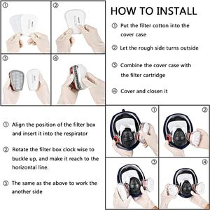 Tái sử dụng đầy đủ Mặt nạ Mặt Nạ Silicone Hữu Cơ hơi hạt nhân hóa chất tồn tại kích hoạt bộ lọc carbon sơn phun - Product Image 4