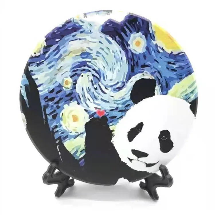 Chinesische Art Panda Untersetzer Sublimation Auto Keramik Untersetzer für Getränke Großhandel Diy Keramik Untersetzer