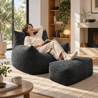 Ensemble de canapé pouf compressé sous vide en tissu, fauteuil de relaxation avec ottoman, canapé de sol sans structure pour l'intérieur
