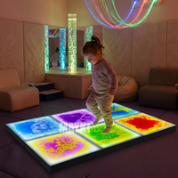 Ensemble de dalles de sol liquides LED à changement de couleur 50x50cm, dalles liquides interactives lumineuses, tapis de sol sensoriel pour la thérapie de l'autisme