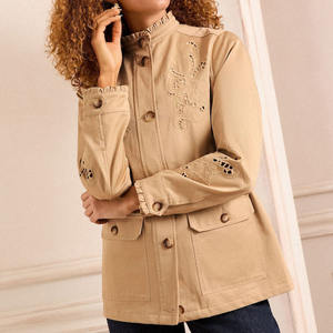 Chaqueta Bomber Personalizada de Moda Otoño Invierno para Mujer, OEM, Algodón, Bordado Láser, Botones Individuales, Corta, Cortavientos, Ecológica, Holgada - Product Image 3