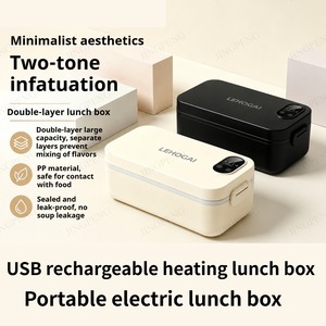 Nouvelle boîte à lunch électrique portable rechargeable par USB, <span class=keywords><strong>chauffe</strong></span>-<span class=keywords><strong>plat</strong></span> programmable en acier inoxydable, cuiseur à riz, réchauffeur <span class=keywords><strong>de</strong></span> nourriture isolé - Product Image 2