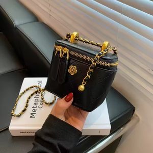 Sac à main mini carré rétro pour femme en cuir véritable, inspiré du style vintage, structuré, avec fermeture éclair et fente pour portefeuille - Product Image 4