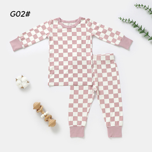 طقم ملابس أطفال بطباعة متقلبة 2 من الخيزران طقم بيمنامات أطفال بأكمام كاملة - Product Image 4