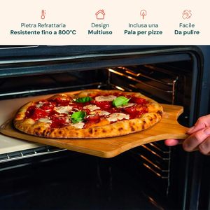 Pietra Refrattaria Avilia con Paletta Inclusa, Resistente a 800°C, per Cottura Uniforme <span class=keywords><strong>e</strong></span> Croccante di <span class=keywords><strong>Pizza</strong></span> Fatta in Casa, Barbecue <span class=keywords><strong>e</strong></span> Forno - Product Image 3