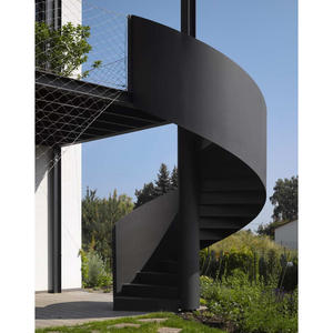 <span class=keywords><strong>Alucasa</strong></span>-escalera de caracol para interior de Villa, ESCALERAS DE Metal modernas para exteriores, Diseño de escalera de hierro forjado de madera negra - Product Image 4