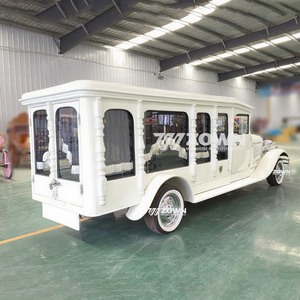 รถศพไฟฟ้าสีขาวสไตล์เรโทรพร้อมเสาประดับตกแต่งสำหรับขนส่งโลงศพ - Product Image 6