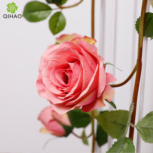 QIHAO <b>Artificial</b> Rose <b>Vine</b> Silk <b>Flower</b> Wedding Decoration Wall Hanging Home Decor Reusable High Simulation - Product Image 3