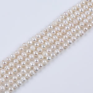 Perles d'eau douce naturelles de Zhuji, 6-7 mm, blanches, forme ovale, perles dispersées, pour la fabrication de bijoux en DIY, matériaux d'accessoires - Product Image 3