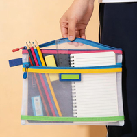 Sac de classement assorti aux couleurs, mignon, en nylon transparent avec fermeture éclair, grande capacité, sac à main, sac d'école, pour sorties et voyages, fabriqué en Chine