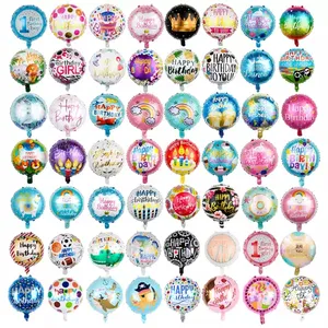 Ballons en aluminium joyeux anniversaire de 18 pouces, ballons de décoration de fête d'anniversaire, jouets gonflables pour enfants, ballons de douche, vente en gros