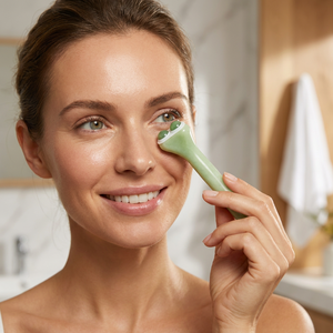 Applicateur de crème pour les yeux 2-en-1 de qualité supérieure avec des perles de massage en jade naturel pour le soin des yeux - Product Image 5