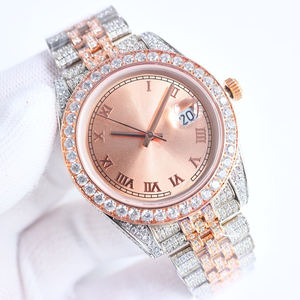 Montre en moissanite glacée |   Montre mécanique de luxe avec mouvement ETA, bracelet en acier inoxydable, style <span class=keywords><strong>r</strong></span>étro, cadran à aiguilles, 41 mm, plaqué or, VVS - Product Image 6