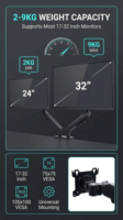 Promo Panas Dudukan Monitor Ganda  VESA Mount dengan C-Clamp & Grommet Base Gas Spring Monitor Arms Maksimal 32 Inci Tinggi