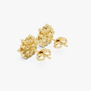 Boucles d'oreilles en or jaune 14 carats avec fleur de lotus et diamants de laboratoire - Product Image 4