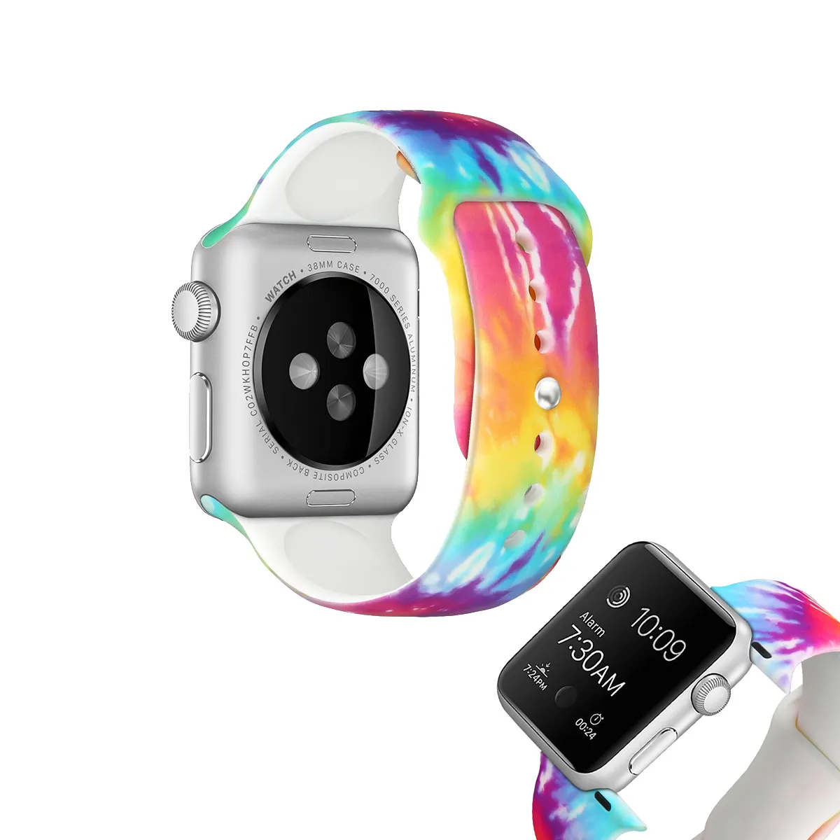 Bracelet for Apple iWatch 6 SE Tie Dye Printed Silicone Strap Reverse Buckle 22mm Silicon Watch Band