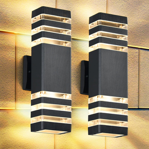 Appliques murales d'extérieur carrées à LED étanches pour jardin, porche et garage – Éclairage haut et bas - Product Image 1
