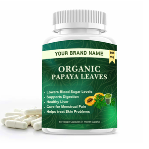 Capsules de feuilles de papaye organiques naturelles 100% pures indiennes de haute qualité pour la digestion approvisionnement direct de marque privée personnalisée en provenance d'Inde - Product Image 1
