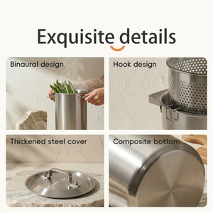 Vente Flash : Poêle à Frire Profonde en Acier Inoxydable 304 à Double Poignée Haute <span class=keywords><strong>pour</strong></span> Cuisine Domestique, Cuisinière à Gaz, Table de Cuisson à <span class=keywords><strong>Induction</strong></span> et Usage Commercial - Product Image 5