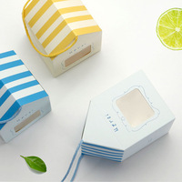 Gelb-Blaue Streifen Hausförmige Geschenkpapierbox