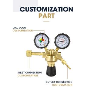 भारी मात्रा में पीतल के इटैलियन श्रृंखला दबाव नियामक, अनुकूलित इनलेट कनेक्शन के साथ आर्गन/को2 टिग मिग मैग प्रेशर रिड्यूसर - Product Image 3
