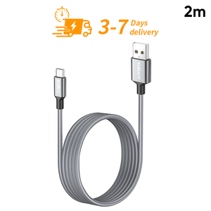 SUNGUY Factory Price Nylon Braided 2m <b>USB</b> <b>Cable</b> Fast Charging <b>Cable</b> for Mobile Phone Laptop Power Bank and Car Use - Product Image 1