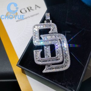 Top Quality 925 <b>Silver</b> Moissanite Letter SD Pendant Baguette Cut Iced Out Hip Hop <b>Charm</b> Pass Diamond Tester with GRA - Product Image 2