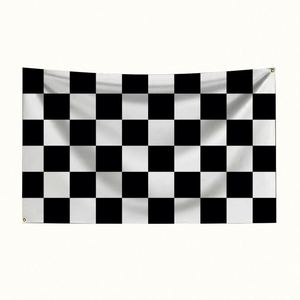 Bandera de Poliéster a Cuadros Blancos y Negros de 3x5 pies, Impermeable, Duradera y Personalizable para Fiestas de Carreras - Product Image 2