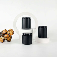 Pot à bougie en verre vide noir mat de 100 ml avec couvercle en métal - En stock avec emballage individuel en boîte en papier