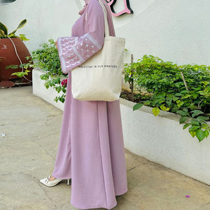 Elegant Embroidery White <strong>Black</strong> Dubai Abaya Robe with Pocket Women <strong>Long</strong> Cardigan Dress Fashionable <strong>Kimono</strong> Middle East Robe Femme - Product Image 4
