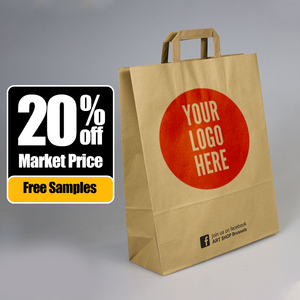 Tùy chỉnh rộng dưới Takeaway đầy màu sắc <span class=keywords><strong>Kraft</strong></span> túi giấy mua sắm túi giấy túi giấy cho thực phẩm takeout bao bì với xử lý - Product Image 1