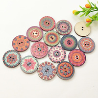 Kancing Bunga Kayu Bulat Vintage Ramah Lingkungan Grosir, Dicetak, 15mm 20mm 25mm 2 Lubang, untuk Kerajinan DIY dan Dekorasi Pakaian