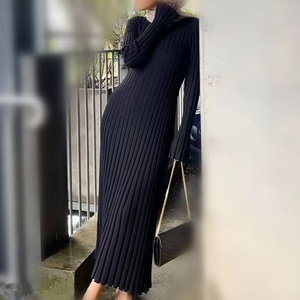 Nouvelle Robe Longue Tricotée Vintage pour Femme, Coupe Trapèze, Col en V, Manches Longues, Anti-Plis, Tissu Satiné, Collection <span class=keywords><strong>Printemps</strong></span> - Product Image 6