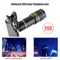 Téléobjectif macro pour téléphone portable avec zoom 20X/12X/8X en ABS pour appareil photo de téléphone portable