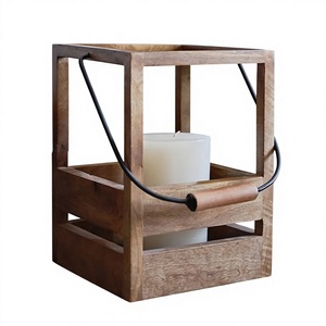Lanterne à bougie en bois vintage faite à la main avec panneaux en verre, impression personnalisable pour la décoration de la maison de style farmhouse, modèle AZ ENTERPRISES - Product Image 4