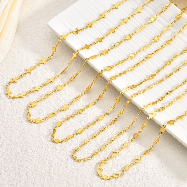 Stainless Steel Handmade Chain Jewelry PVD 18K Gold Plated Cross Choker Necklace Women's Complete Jewelry Sets Gift Wholesale