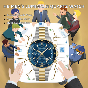 Nuevo Reloj de Cuarzo de Lujo para Hombre, Genuino, con Cronógrafo de Seis Agujas, Correa de Acero, Esfera de Cristal de 44 mm, Estilo Elegante para Vestir - Product Image 2