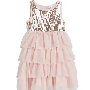 Vente en gros fabrication personnalisée dernière conception de robe tutu à paillettes brillantes pour filles enfants