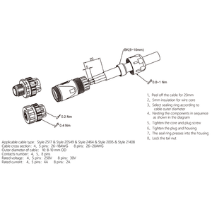 מחבר מסוף M12 באורך מותאם אישית, קוד PG11, נחושת, עמיד למים, 4/5/<span class=keywords><strong>8</strong></span> פינים, זכר, הרכבה בשטח, ניתן לחיבור חוט - Product Image 6