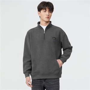 高品质半拉链运动衫立领纯色套头衫 - Product Image 1