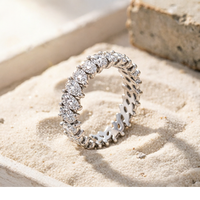 Bague d'éternité classique Good Century en or 18 carats avec diamants de laboratoire taille ovale, pour homme ou femme, bijoux fins de mariage