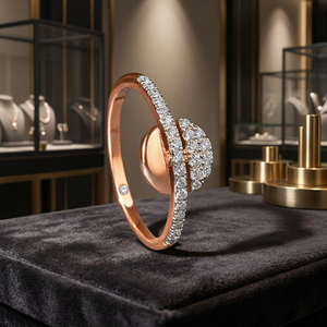 Rose Gold <b>Diamond</b> Cocktail <b>Ring</b> Round Brilliant Cut Design Women's Luxury Engagement <b>Ring</b> - Product Image 3