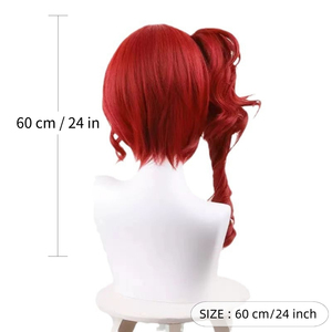 Fibre Synthétique Jeu Prêtresse Cosplay Perruque Rouge Fiona Crimson Anime <span class=keywords><strong>Queue</strong></span> <span class=keywords><strong>De</strong></span> <span class=keywords><strong>Cheval</strong></span> Vague Naturelle Synthétique Dentelle Casque Perruque pour Perruque - Product Image 4