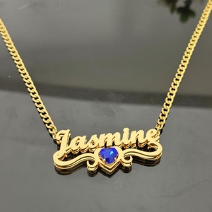 Juego <span class=keywords><strong>de</strong></span> Joyas <span class=keywords><strong>con</strong></span> <span class=keywords><strong>Nombre</strong></span> Personalizado Qiuhan, Chapado en Oro, Collar, Aretes y Brazalete <span class=keywords><strong>con</strong></span> Zirconia <span class=keywords><strong>Azul</strong></span> en Forma <span class=keywords><strong>de</strong></span> Corazón para Mujer - Product Image 5