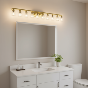 Modern 52-Inch Gold Bathroom <b>Vanity</b> Light 10-Light Wall Sconce <b>LED</b> Warm White <b>Mirror</b> Lamp for Bedroom Living Room - Product Image 2